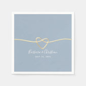 ダスティー結婚ブルーのナプキンとロープハート スタンダードカクテルナプキン (正面)