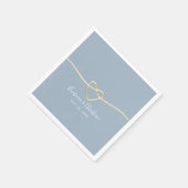 ダスティー結婚ブルーのナプキンとロープハート スタンダードカクテルナプキン (角)