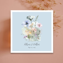 ダスティー結婚ブルーのナプキンと赤面野草 スタンダードカクテルナプキン