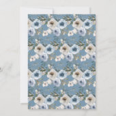 ダスティー結婚ブルーのフローラエレガントスクリプ素朴ト 招待状 (裏面)