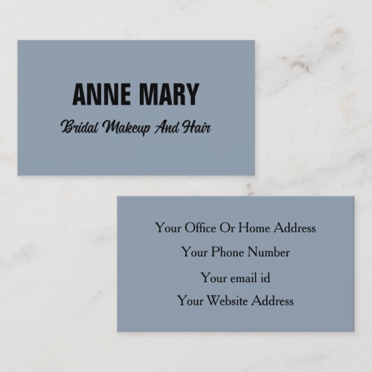 ダスティー結婚ブルーのブライダルヘアメイクアップアーティストサロン 名刺 (正面/裏面)