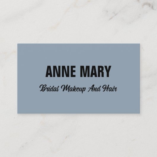 ダスティー結婚ブルーのブライダルヘアメイクアップアーティストサロン 名刺 (正面)