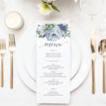 ダスティー結婚ブルーのメ結婚ニュー メニュー<br><div class="desc">この美しいメニューは、あなたの次のイベントに最適！メニュー項目を簡単に編集し、この美しいデザインを各プレートに表示！</div>
