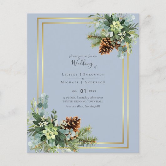 ダスティー結婚ブルーのユーカリの緑の予算 (正面)