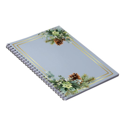 ダスティー結婚ブルーのユーカリの緑の予算 ノートブック (右側)