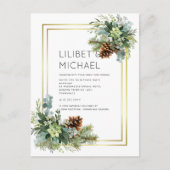 ダスティー結婚ブルーのユーカリの緑の予算 ポストカード (正面)