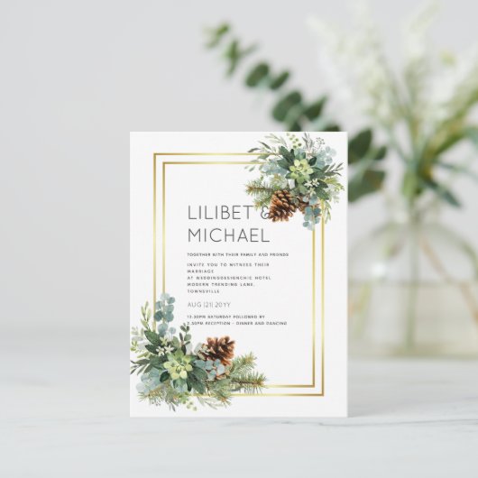 ダスティー結婚ブルーのユーカリの緑の予算 ポストカード (スタンド正面)