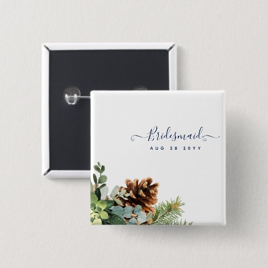 ダスティー結婚ブルーのユーカリの緑の予算 缶バッジ (正面&裏面)