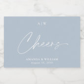 ダスティー結婚ブルーのワインのお気に入りラベル – "応援" スパークリングワインラベル (シングルラベル)