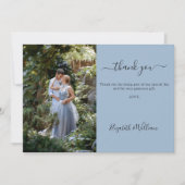 ダスティー結婚ブルーの写真サンキューカード 招待状 (正面)