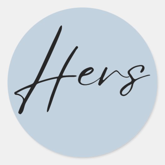 ダスティー結婚ブルーの彼女のステッカー歓迎バッグ ラウンドシール (正面)