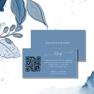 ダスティー結婚ブルーの応答ウェブサイトQRコードRSVP エンクロージャーカード