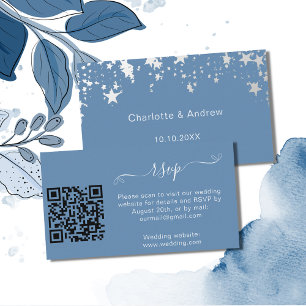ダスティー結婚ブルーの応答ウェブサイトQRコードRSVP エンクロージャーカード