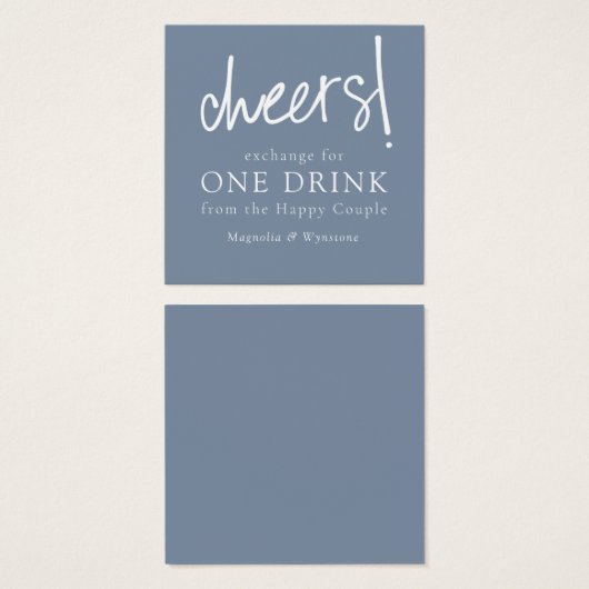 ダスティー結婚ブルーの無料ドリンクトークン (正面&裏面)