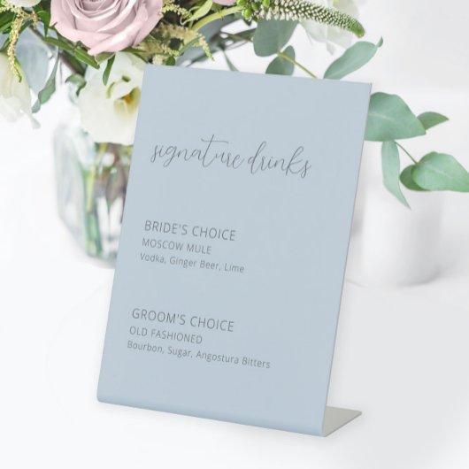 ダスティー結婚ブルーの看板ドリンク台座看板 台座サイン