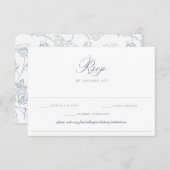 ダスティー結婚ブルーの食物アレルギーダイエット制限 出欠カード (正面/裏面)