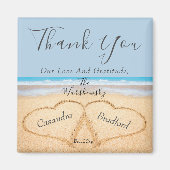 ダスティー結婚ブルーの2ハート砂結婚式の引き出物 マグネット (正面)