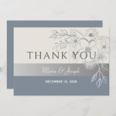 ダスティー結婚ブルーサンキューカード サンキューカード (正面/裏面)