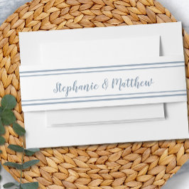 ダスティー結婚ブルーシンプルズシックミニマエレガントリスト 招待状ベリーバンド