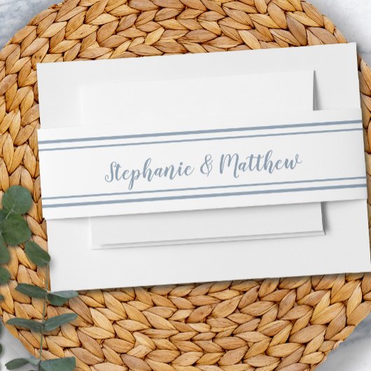 ダスティー結婚ブルーシンプルズシックミニマエレガントリスト 招待状ベリーバンド