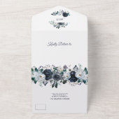 ダスティー結婚ブルーフローラが一挙に オールインワン招待状 (外側)