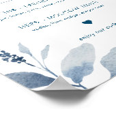 ダスティー結婚ブルーフローラの署名ドリンクの看板 ポスター (角)