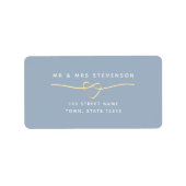 ダスティー結婚ブルー差出人住所 ラベル (正面)