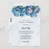 ダスティー絵を描ネイビーパイ結婚ニーお祝い 招待状 (正面/裏面)