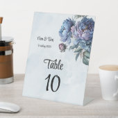 ダスティー絵を描ネイビーパイ結婚ニーのテーブル番号 台座サイン (インサイチュ)