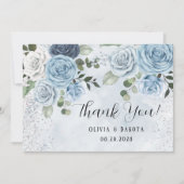 ダスティー絵を描ブフローラ結婚のサンキューカード 招待状 (正面)