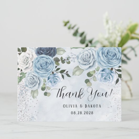 ダスティー絵を描ブフローラ結婚のサンキューカード 招待状 (スタンド正面)
