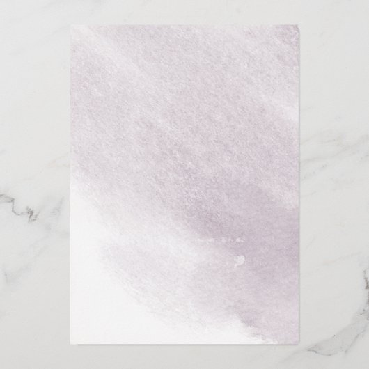 ダスティー金ゴールドとマウヴブライダルシャワー 箔招待状 (裏面)