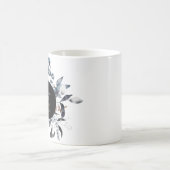 ダスティー霜の降りたブルーウィンターフローラモノグラム結婚ズ コーヒーマグカップ (中央)