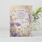 ダスティー パープル フローラル エレガント ボヘミアンワッディング 招待状 (スタンド正面)