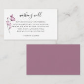 ダスティー マウブ フラワー ウェディング ウィッシング ウェル エンクロージャーカード (正面/裏面)