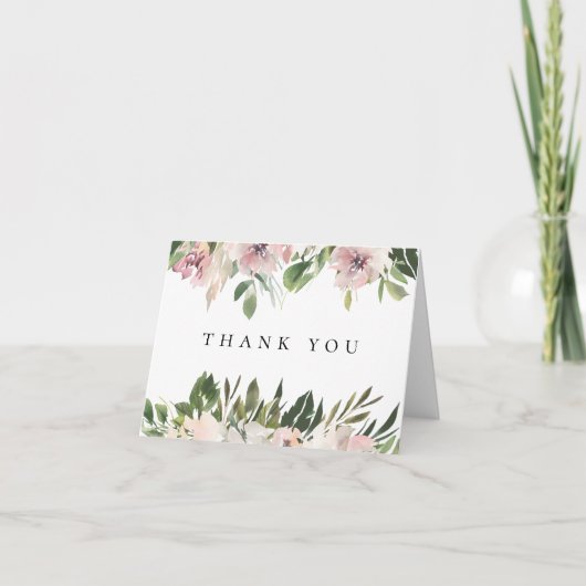 ダスティー マーブルの花のウェディング フォト サンクス カード (正面)