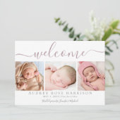 ダスティー マーブ ウェルカム ベイビー フォト コラージュ 誕生 案内状 (スタンド正面)