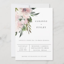 ダスティー マーブ ボタニカル ウェディング 招待状