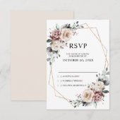 ダスティー マーブ ユーカリ ジオメトリック ウェディング 出欠カード (正面/裏面)