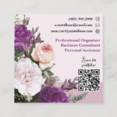 ダスティー・マーブ ヴィンテージ ローズ フローラル シンプル パーソナル スクエア名刺 (裏面)