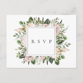 ダスティー モーブの植物ウェディング RSVP ソングリクエスト インビテーションポストカード
