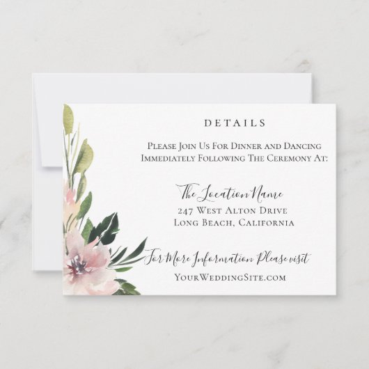 ダスティー モーブ ボタニカル ウェディング 詳細 招待状 (正面)