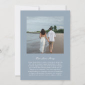 ダスティ伝統的ブルーフォトタイムレス結婚ズ セーブザデート (裏面)