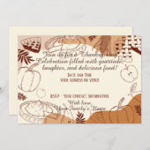 ダスティ秋感謝祭素朴エレガント 招待状 (正面/裏面)