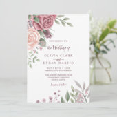 ダスティ素朴バラウォーターカラーフローラブーケインビタ 招待状 (スタンド正面)