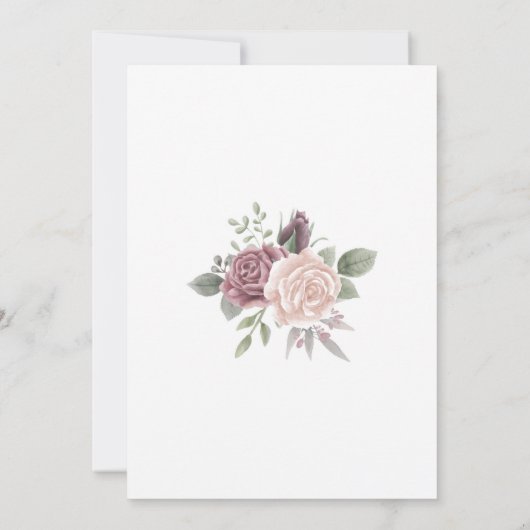 ダスティ素朴バラウォーターカラーフローラブーケインビタ 招待状 (裏面)