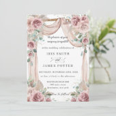 ダスティ素朴バラフローラパンパスグラス結婚ズアーチ 招待状 (スタンド正面)