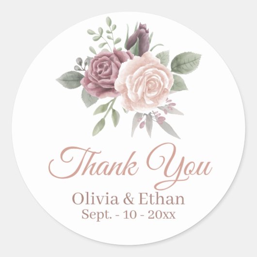 ダスティ素朴バラフローラブーケ ラウンドシール (正面)