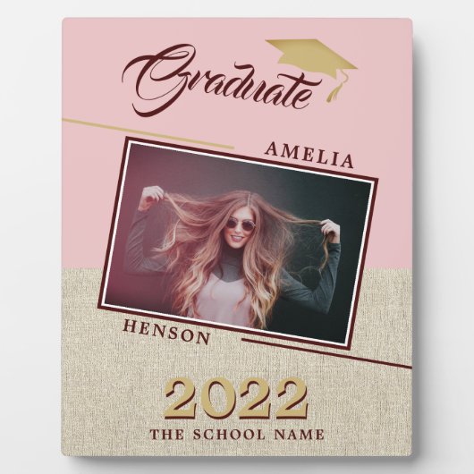 ダスティ素朴ピモダンンク卒業写真卒業 フォトプラーク (正面)