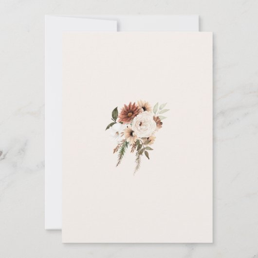 ダスティ素朴ピンクフローラ結婚式の日付を保存 セーブザデート (裏面)